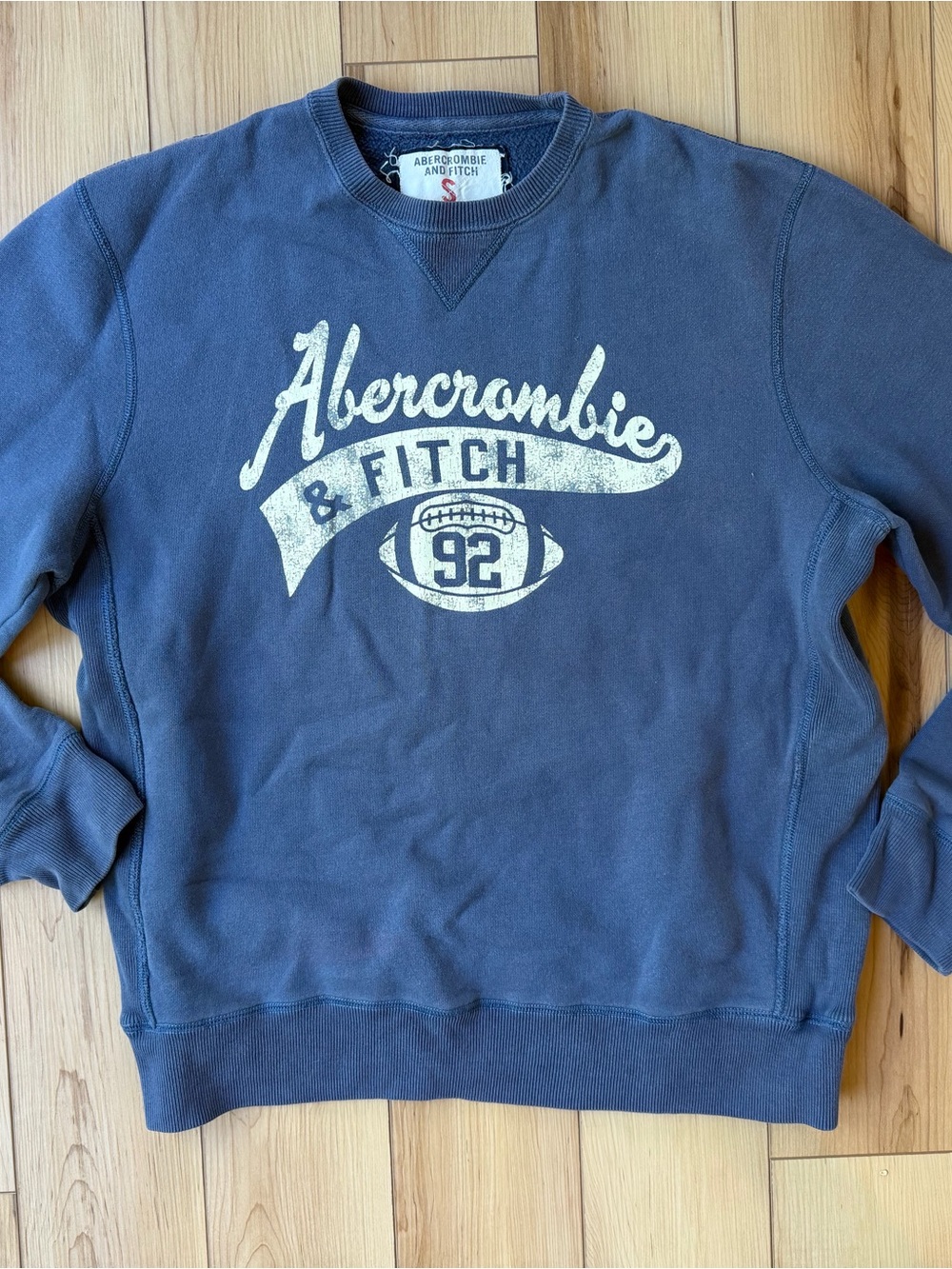 Abercrombie & Fitch Navy Blue Crewneck with Vintage White Logo